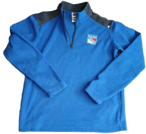 NHL New York Rangers Hockey Fleece Jacket Mens Medium Blue Solid 1/4 Zipper - Picture 1 of 5