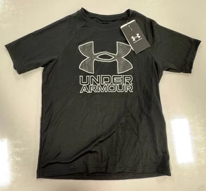 UNDER ARMOUR ' BOYS ' TECH HYBRID SHORT SLEEVE SHIRT ' BLACK ' YOUTH EXTRA SMALL - Picture 1 of 2