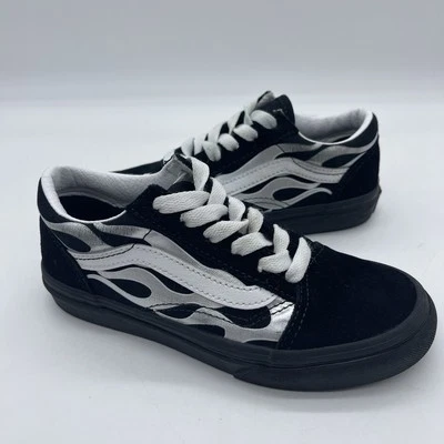 Vans Old Skool Juvenil Talla 13.5 Zapatos de Skate 507452 Negro Plata Llamas Tenis Foto 1 de 4