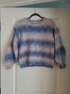 Molly Bracken Fuzzy Girls/Youth Sweater 16 Multicolor Ombre Striped Pink Blue - Picture 1 of 7