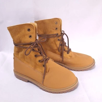 Botas de Combate Charlotte Russe Gamuza Sherpa Forradas con Cordones Mujer 8 Pliegues Top Como Nuevas Foto 1 de 4