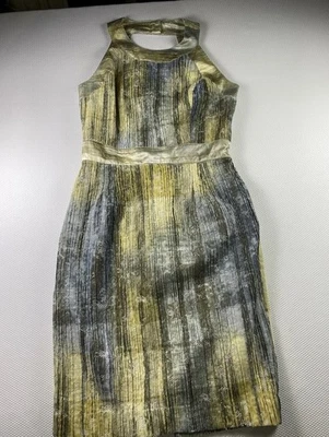 Vestido vintage Howard Wolf Art Deco texturizado metálico satinado talla 12 Foto 1 de 4