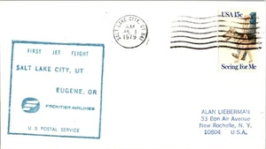 Frontier Airlines First Flight Salt Lake City Utah - Eugene Oregon - 1979 - Picture 1 of 2