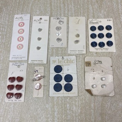NOS Various Vintage Brands Styles and Sizes Carded Buttons - Image 1 of 2