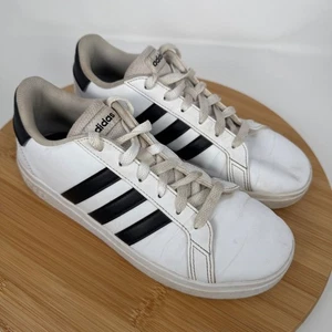 Adidas Grand Court Shoes White Black Stripes Lace Up Sneakers US 4 UK 3.5 - Picture 1 of 10