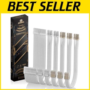 Bright White PSU Cable Extension Kit - 24Pin, 16AWG, Perfect for Extreme Gaming - Picture 1 of 10