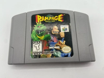 Rampage World Tour (Nintendo 64, 1998) TESTADO Autêntico Carrinho Etiqueta Limpa - Imagem 1 de 4