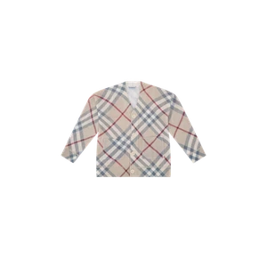 (Kids) Burberry Check Wool Cardigan Pale Stone - Picture 1 of 1