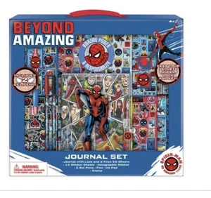 Marvel Spiderman Hard Cover Journal Set Lock & Keys 12 Sticker Sheets 19 Pieces - Picture 1 of 3