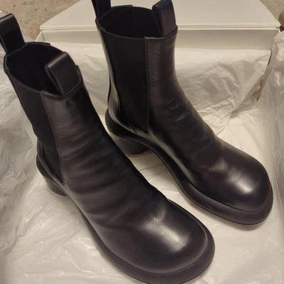 Women 6.0US Jil Sander Leather Block Heel Ankle Boots Women Boots Shoes Original - Image 1 of 4