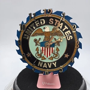 U.S. Navy 7 Zoll Wanduhr batteriebetrieben montiert auf einem Sägeblatt - Bild 1 von 5