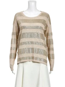 New Sass and Bide Women's Gold Knit Sequin Sweater XXS - Picture 1 of 3