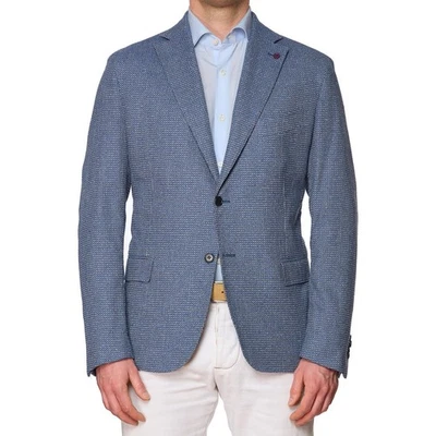 SARTORIA PARTENOPEA Blue Micro Cotton Jacket EU 52 NEW US 42 Current Model - Image 1 of 4
