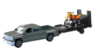 New Ray Toys 19535A 1:43 Scale fits Chevy Truck with Trailer and Dirt Bike - Image 1 of 3