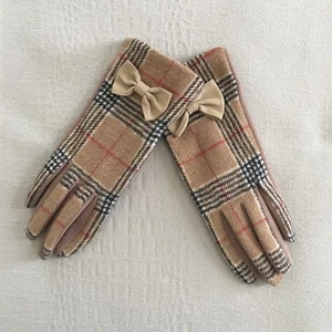 Guantes a Cuadros Rosa Cosquillas Para Mujer Talla Pequeña Pata de Gallo Imitación Cuero Arco - Imagen 1 de 10