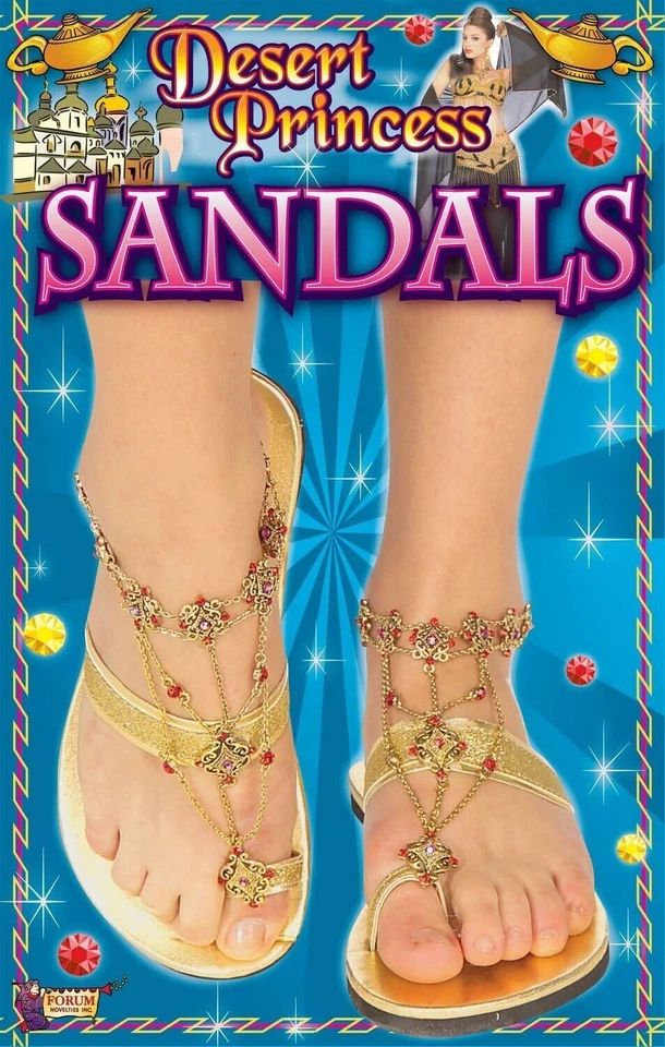 Bejeweled Exotic Sandals Desert Princess Fancy Dress Halloween Costume Accessory - Image 1 of 1
