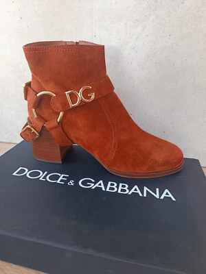 Dolce Gabbana Nuevos Botines Tacón Correa Botas Gamuza Correas Marrón Claro 39 - Imagen 1 de 4