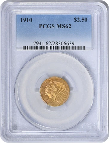 1910 $2.50 Gold Indian MS62 PCGS Cover