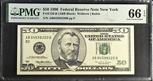 1996 $50 Federal Reserve Note Fr-2126-B New York PMG66 Gem EPQ - Picture 1 of 2