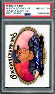 JASSON DOMINGUEZ AUTOGRAPHED 2020 UD GOODWIN CHAMP RC YANKEES GEM 10 AUTO PSA