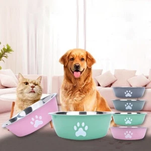 Stainless Steel Pet Bowl Anti-Slip Large Dog Cat Feeding Bowl Feeder Food Water - Picture 1 of 17