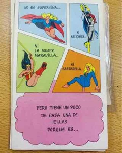 LOTE DE 3 TARJETAS VINTAGE SUPER HEROES MUJER MARAVILLA BATGIRL SUPERGIRL MÁS ARGENTINA - Imagen 1 de 4