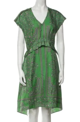 Vestido Derek Lam Verde Seda Bufanda Cuello en V Largo Midi XS $976 Foto 1 de 4