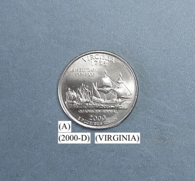 2000-D- VIRGINIA STATE QUARTER BU-US MINT ROLL C-  NGC PRICE CHARTS (A) - Image 1 of 4