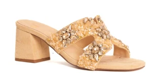 GOLD & GOLD GV26 ZAPATILLAS DE MUJER CON PIEDRAS TACÓN ECOPIEL BEIGE - Imagen 1 de 4