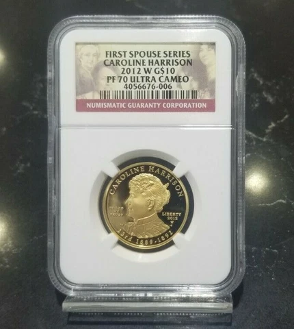 2012-W First Spouse Gold 1/2oz $10 Caroline Harrison NGC PF 70 Ultra Cameo Cover