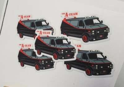 RARE A-TEAM 1983 GMC VAN RETRO VINTAGE LOOKING STICKERS 5 PACK - Image 1 of 4