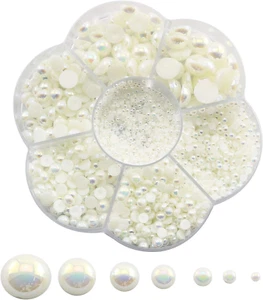 Half Pearl 2800PCS 7 Sizes Half Flatback round Pearl Bead Loose Beads for DIY Cr - Picture 1 of 5