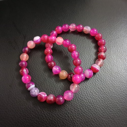 VALENTINO Bracciale Agata Rosa Bracciale Pietra Pregemma Bracciale Elasticizzato Protezione