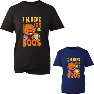 I'm Here For The Boos T-Shirt Halloween Pumpkin Ghost Drinking Beer Horror Top - Picture 1 of 4