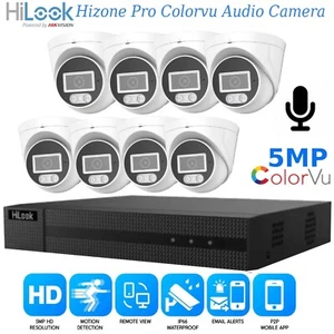 HIKVISION HILOOK 5MP CCTV SYSTEM DVR 24/7 HOURS COLORFUL AUDIO MIC CAMERA KIT UK - Picture 1 of 31