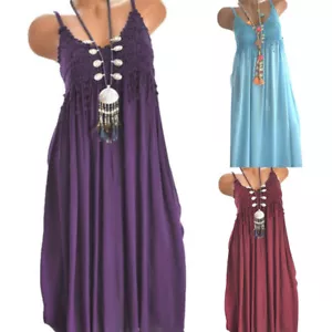 Lace Women Dresses V!Neck Beach ! Dresses Flapper Backless Boho Cami Mini Dre · - Picture 1 of 12