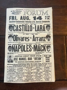 JOSE NAPOLES ROGELIO LARA RUBEN OLIVARES 1970'S BOXING PROMO SHEET THE FORUM - Picture 1 of 2