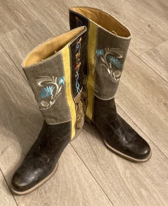 RARE~EL VAQUERO~Valerio Giuntoli~ITALY CROCODILE/PYTHON Leather/Canvas Boots 37 - Picture 1 of 12