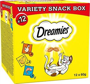 Dreamies Cat Treats Variety Pack, Snacks with Chicken, Salmon and Cheese, 12 Po