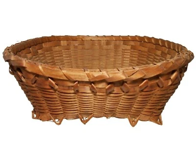 EARLY-MID 20TH C NAT AM MICMAC, ASH/SWEET GRASS PORCUPINE BASKET, PENOBSCOT, ME - Image 1 of 4