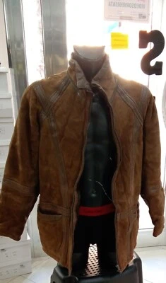Shearling Men Brown Genuine Leather Vintage Jacket Size Eu 46 MON118L - Image 1 of 4