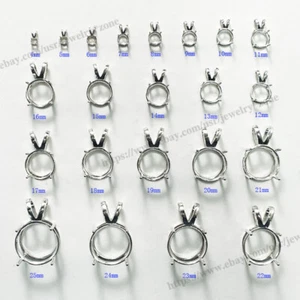 Sterling Silver Pre-Notched Earring/Pendant Setting 4mm to 25mm Round Dangle Set - Picture 1 of 42