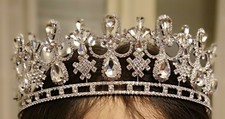 Corona Capelli Tiara Sposa Strass Diadema.100% artigianale  Made in Italy 