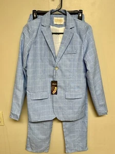 LOLANTA Boy’s Suit Wedding, Kid’s Suit Set, Plaid Light Blue- No tie sz. 170 - Picture 1 of 15