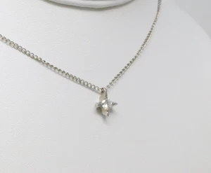 14 kt White Gold Star Setting ≈3.9 mm Diamond Drop Choker Necklace 16" B6528 - Picture 1 of 8
