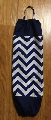 Soporte para bolsa de supermercado hecho a mano/casero; Chevron azul marino/blanco (#87a) ENVÍO GRATUITO Foto 1 de 4