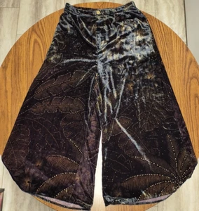 Pantalones de pijama Farm Rio nuevos sin etiquetas negro dorado follaje abotonados talla mediana - Imagen 1 de 11