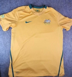 NIKE DRI FIT AUSTRALIA 2007 HOME FOOTBALL SHIRT SOCCER JERSEY LARGE DISTRESSED - Picture 1 of 15