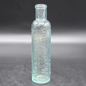 Antique Mrs Winslow’s Soothing Syrup Bottle Aqua Blue 6” Curtis & Perkins Anglo - Picture 1 of 10