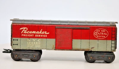 O Gauge MARX Pacemaker New York Central Boxcar, 174580 Metal 1:48 Scale Post War - Image 1 of 4